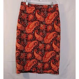 Talbots Pencil Skirt Pink Paisley Lined Women's Size 6 Cotton/Rayon EUC